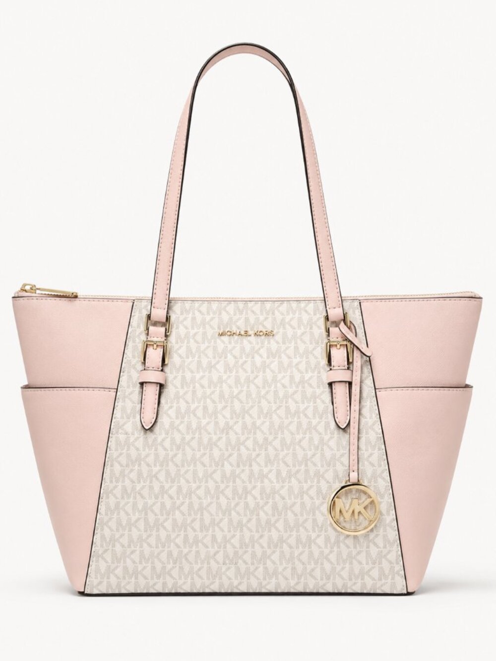 Michael Kors Signature MK Tote Strawberry Milk Blush Pink Gold Hardware